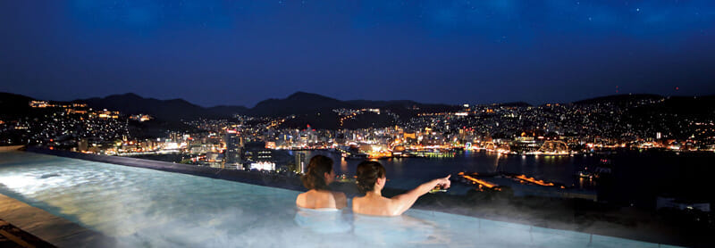 長崎ホテル清風 露天風呂からの長崎夜景の眺め