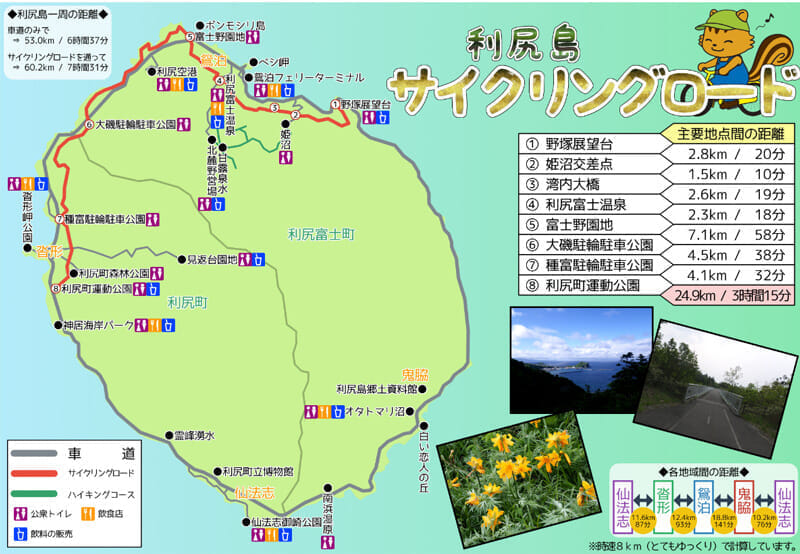 利尻島 サイクリングロード マップ