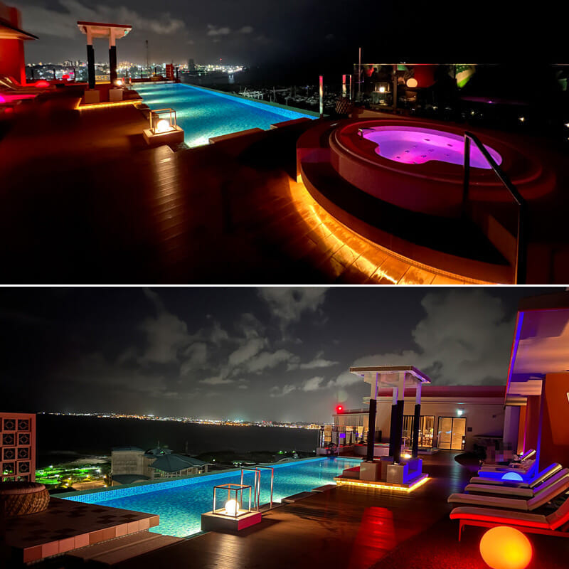沖縄プリンスホテル オーシャンビューぎのわん 14階 インフィニティプール 夜景