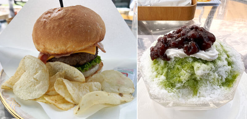 ホテルイースト２１東京 　ガーデンカフェ　ハンバーガー　かき氷