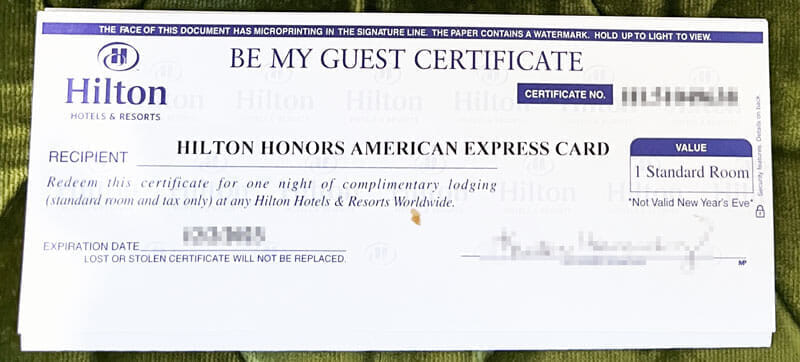 ヒルトン無料宿泊特典「BE MY GUEST」バウチャーの使い方と、実際に使って得した金額