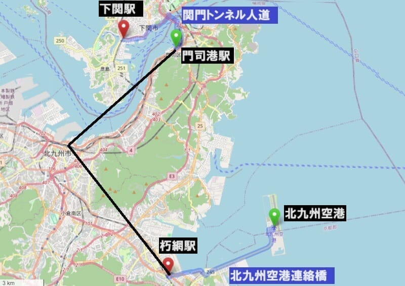 北九州と下関の歩き方 マップ