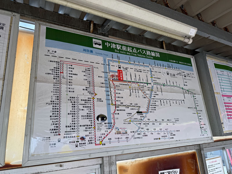中津駅 バス路線表