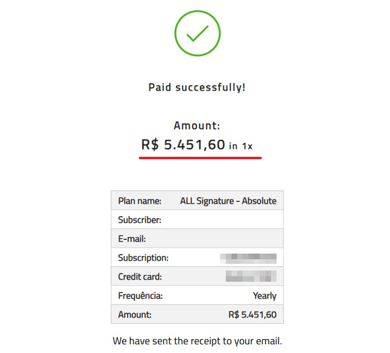 ACCOR「ALL Signature」 入会 支払い完了画面