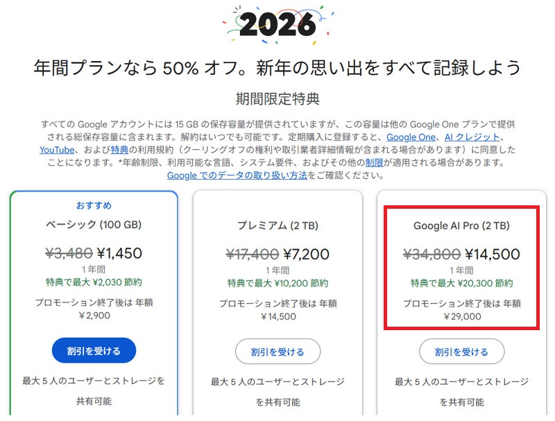 Google AI Pro 半額セール 2025年12月