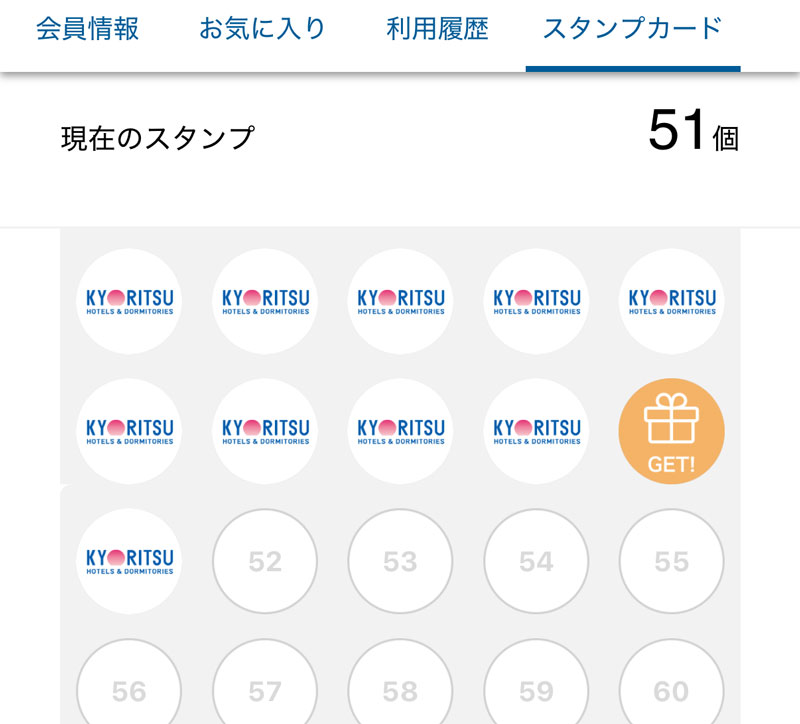 ドーミーイン スタンプカード