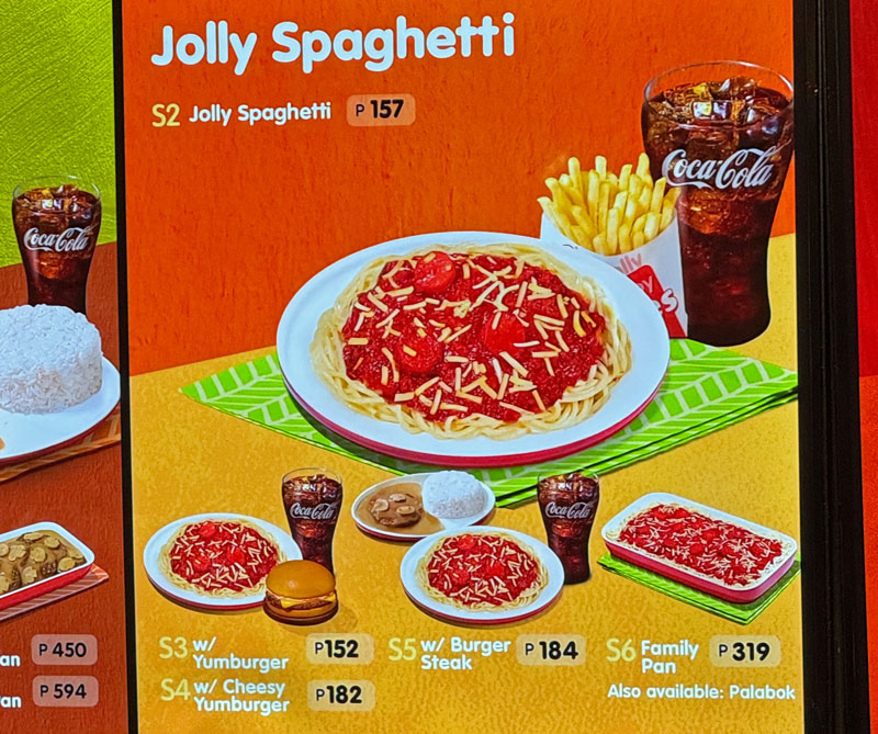 ジョリビー　メニュー　ジョリースパゲティ