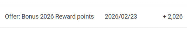 ACCOR 2026 Reward points ポイント明細