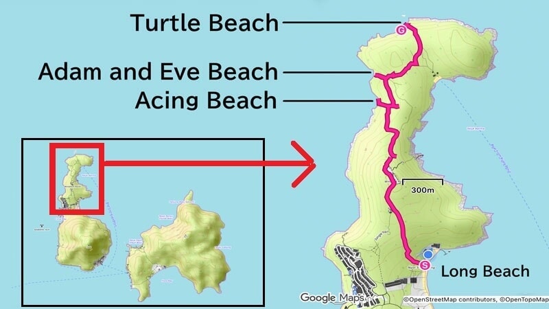 プルフンティアン島 クチル島 トレッキングルート 地図