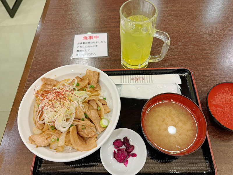 新千歳空港温泉 味処 サウナ飯 スタミナ丼 ドリンクセット