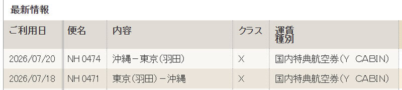 ANA 事後登録 ライフタイムマイルの加算結果