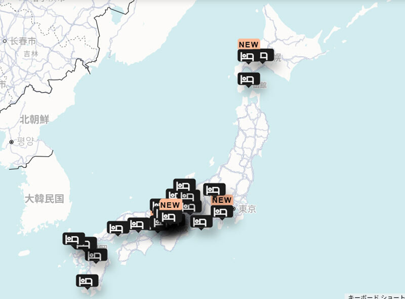 マリオット ホテルのロケーション 日本地図