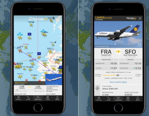 飛行機を地図上でリアルタイム表示するアプリ「Flightradar24」がサブスクリプション課金に移行